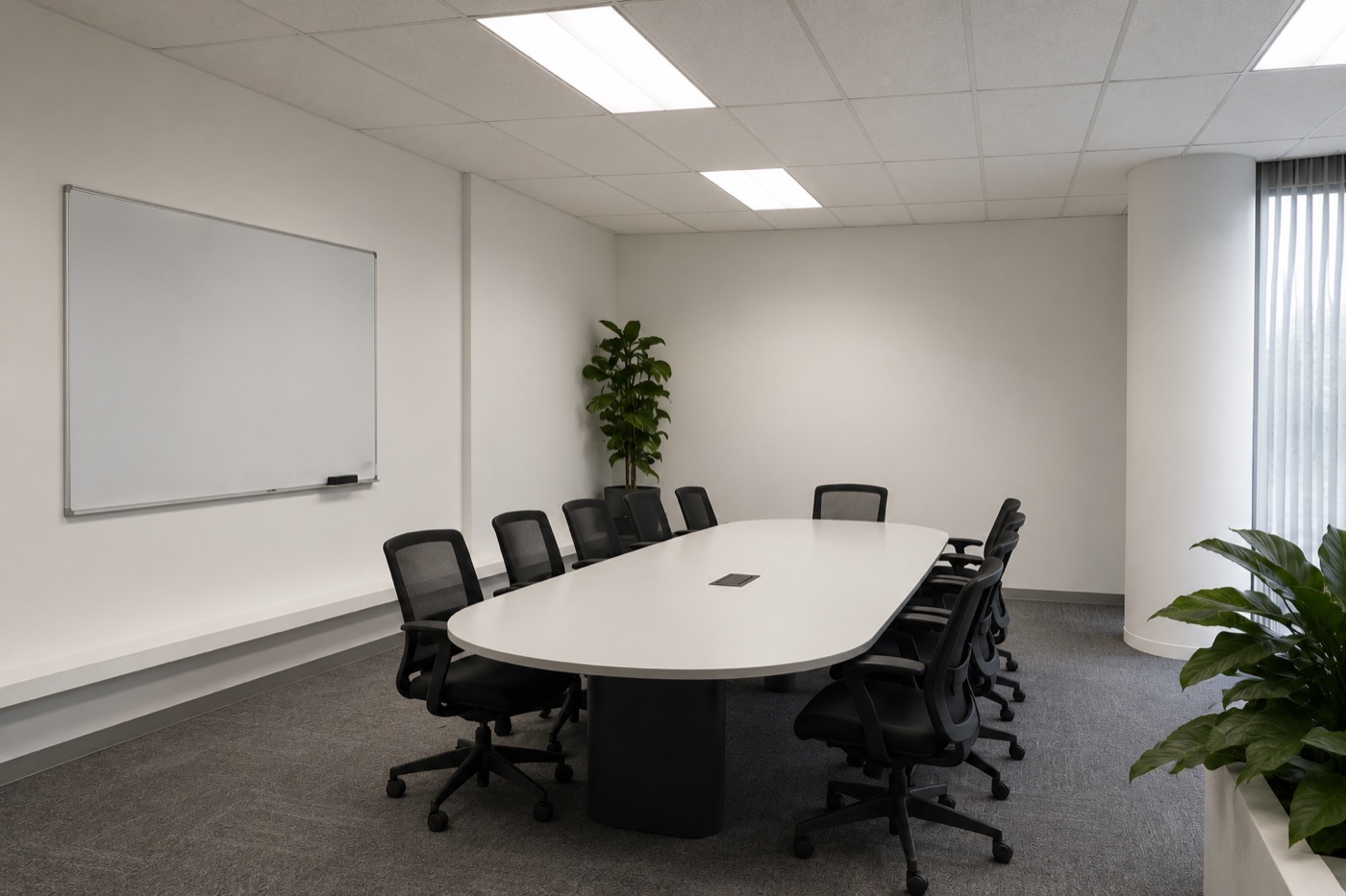 A dated meeting room before redesign